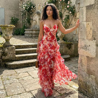 Cyranne - Floral Print Ruffle Maxi Dress