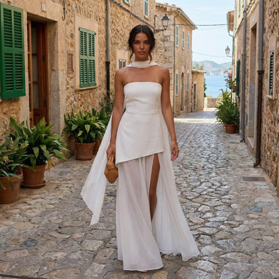 Elodie - Strapless Chiffon Gown