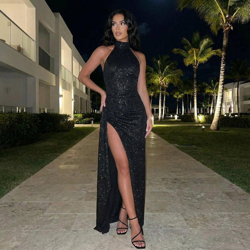 Liranna - Backless Slit Maxi Dress