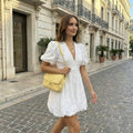 Raphaela - Embroidered Puff Dress