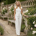 Cap-Sleeve Wide-Leg Jumpsuit - White