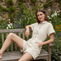 Denim Button-Up Jumpsuit - Ivory