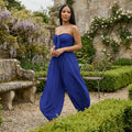 Bow-Front Wide-Leg Jumpsuit - Blue