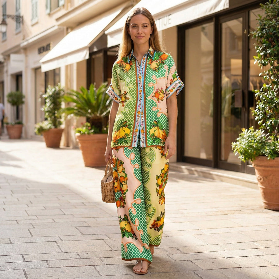 Lemonis Silk Shirt & Pant Set