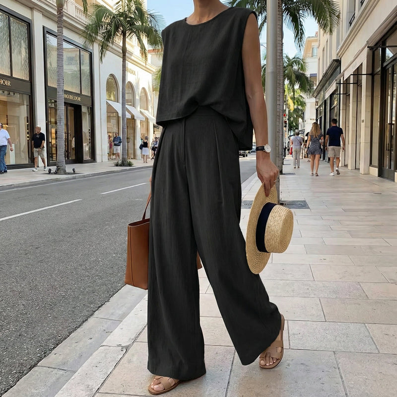 Linen-Blend Blazer & Pants Set